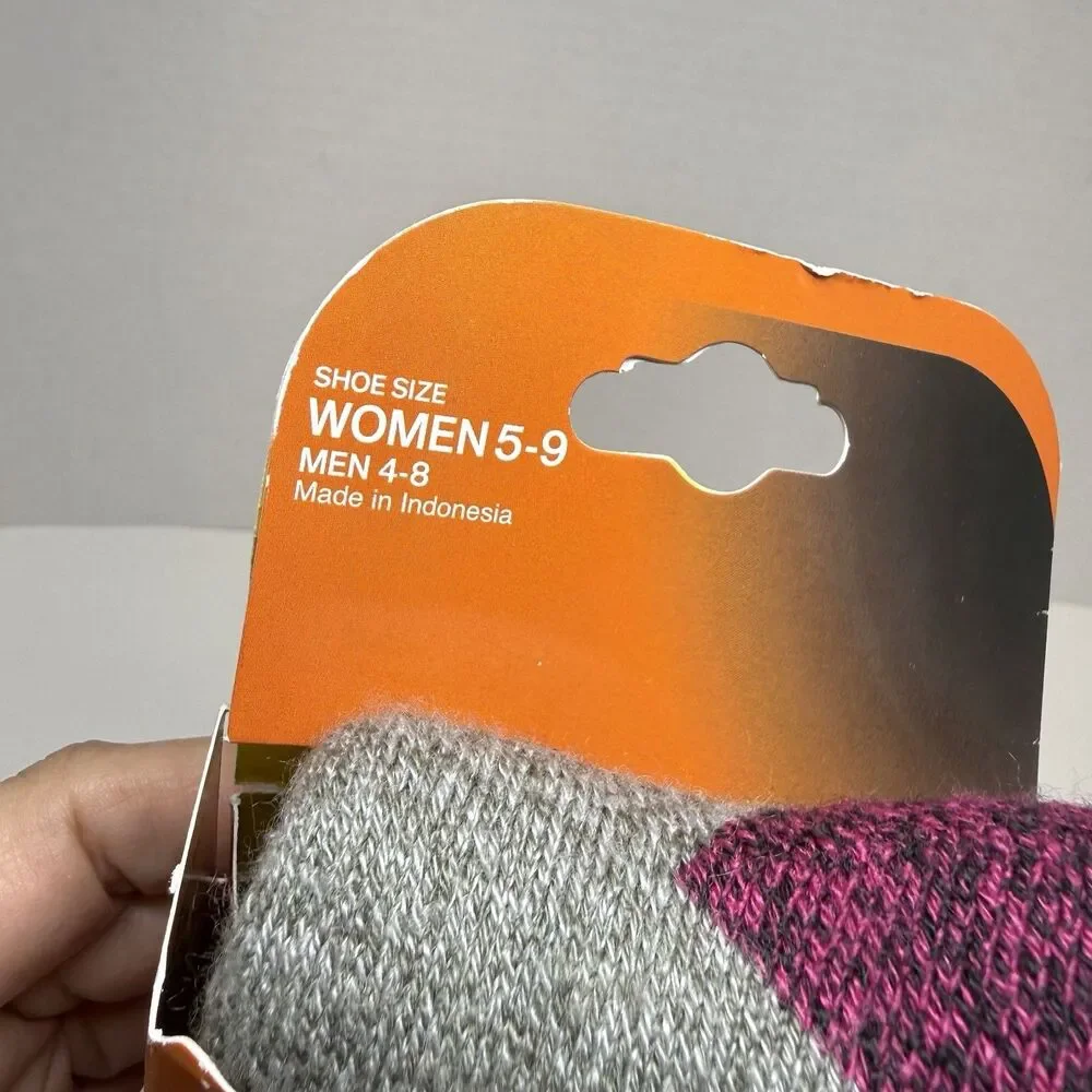 Heat Holders 5x Warmer Thermal Socks In Light Gray Cerise Unisex M 4-8 W 5-9 New